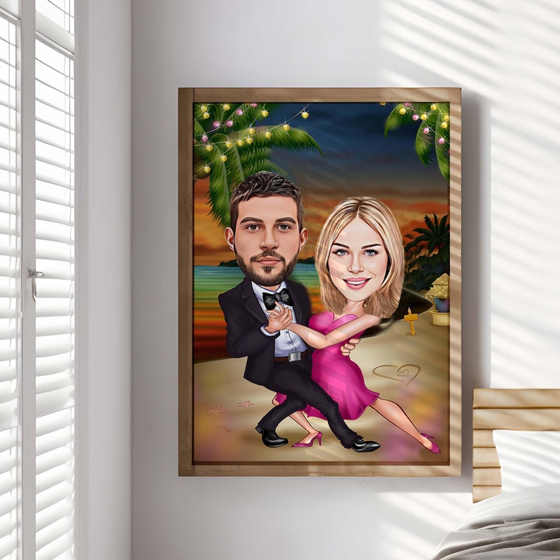Custom Dancing Couple Cartoon Portrait, Dancing Couple Portrait, Gift for Dancing Couple, Dancing Couple Caricature Draw, Dance Lover Couple