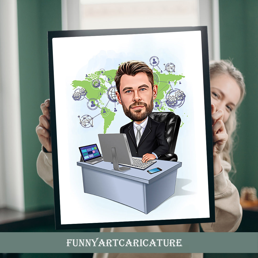Boss Caricature from Photo, Boss Gift for Men, Boss Cartoon, Funny Boss Caricature, Boss Caricature, Gift for Boss, Boss Digital Gift