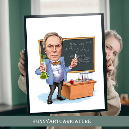 Funny Teacher Caricature, Customized Teacher Caricature Drawing from Photo, Personalized Teacher Caricature Portrait