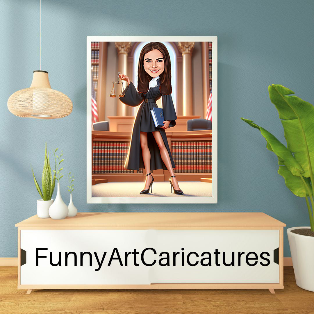 Custom Lawyer Cartoon Portrait, Lawyer Portrait, Lawyer Gift, Lawyer Cartoon, Custom Cartoon, Lawyer Caricature, Caricature from Photo