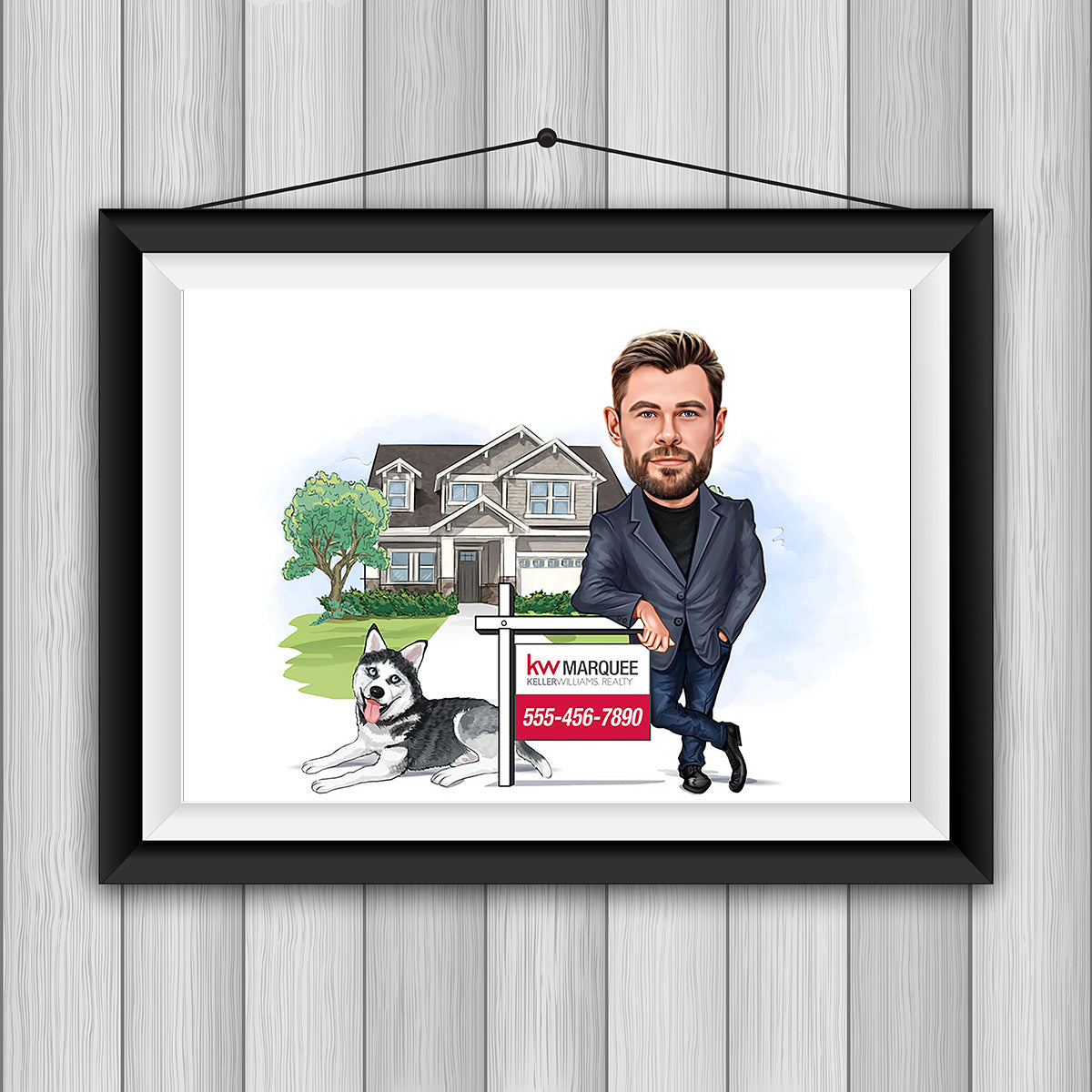 Realtor Cartoon, Custom Real Estate Agent Caricature Portrait, Realtor Gift, Real Estate Marketing Templates, Digital Download
