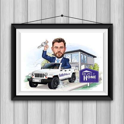 Custom Realtor Cartoon Portrait, Super Realtor Caricature, Gift for Male Realtor, Funny Realtor Caricature from Photo