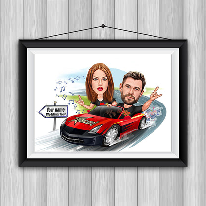 Custom Couple Cartoon Portrait, Couple Portrait, Couple Gift, Couple Caricature, Family Portrait, Custom Caricature, Anniversary Gift