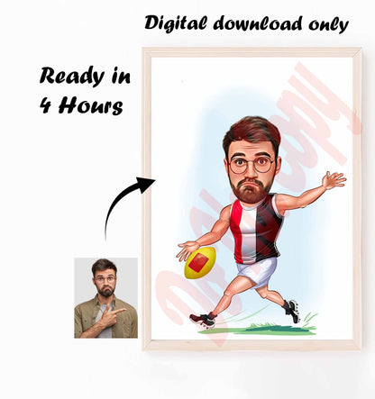 Australia Football St Kilda AFL Player Gift, St Kilda Football Player Caricature Drawing From Photo, Gift For Sports Australia Football Caricature Portrait