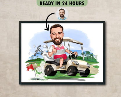 Personalized Golfer Cartoon Portrait, Custom Golfer Caricature Drawing from Photo, Funny Golfer Caricature, Gift for Golfer,Gifts for him