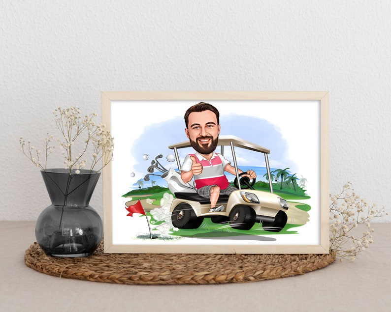 Personalized Golfer Cartoon Portrait, Custom Golfer Caricature Drawing from Photo, Funny Golfer Caricature, Gift for Golfer,Gifts for him