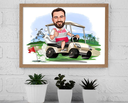 Personalized Golfer Cartoon Portrait, Custom Golfer Caricature Drawing from Photo, Funny Golfer Caricature, Gift for Golfer,Gifts for him