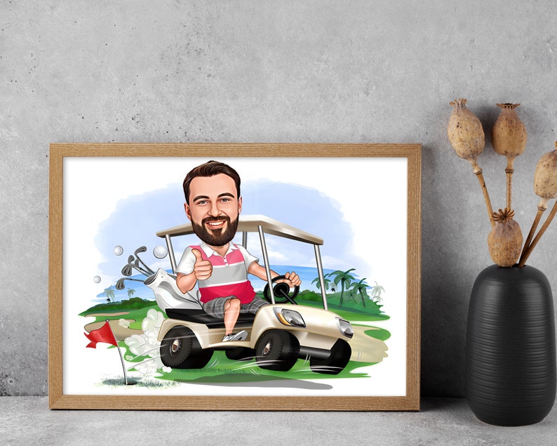 Personalized Golfer Cartoon Portrait, Custom Golfer Caricature Drawing from Photo, Funny Golfer Caricature, Gift for Golfer,Gifts for him