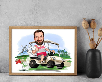 Personalized Golfer Cartoon Portrait, Custom Golfer Caricature Drawing from Photo, Funny Golfer Caricature, Gift for Golfer,Gifts for him