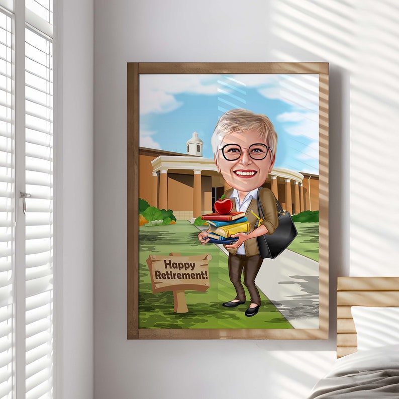 Custom Caricature, Custom Cartoon, Retirement Gift, Retirement Cartoon, Retirement Gift Idea, Retirement Present, Happy Retirement, Retirement Gifts, Retirement Portrait, Fun Retirement Gift, Gift for Retirement, Birthday Gift, Gift For her