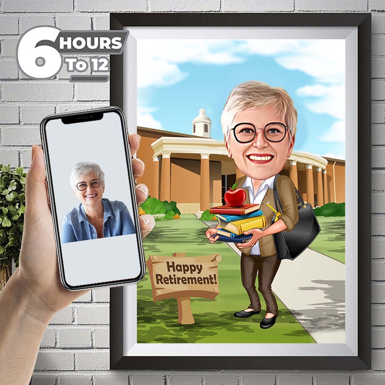 Custom Caricature, Custom Cartoon, Retirement Gift, Retirement Cartoon, Retirement Gift Idea, Retirement Present, Happy Retirement, Retirement Gifts, Retirement Portrait, Fun Retirement Gift, Gift for Retirement, Birthday Gift, Gift For her