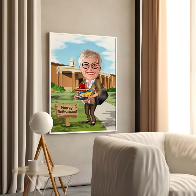 Custom Caricature, Custom Cartoon, Retirement Gift, Retirement Cartoon, Retirement Gift Idea, Retirement Present, Happy Retirement, Retirement Gifts, Retirement Portrait, Fun Retirement Gift, Gift for Retirement, Birthday Gift, Gift For her