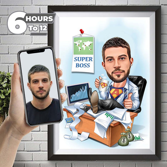 Personalized Cartoon Portrait, Boss Gift Idea, Custom Boss Drawing, Unique Office Decor, Fun Leader Caricature, Digital Download Art