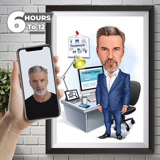 Custom Boss Cartoon From Photo | Caricature Digital Download | Printable At Home Gift | Birthday Gifts
