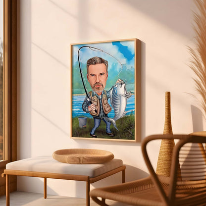 Personalized Fisherman Cartoon , Custom Catch Fisherman Figure, Fishing Personalized Gift, Best Gift for Fisherman, Fisherman's Gift