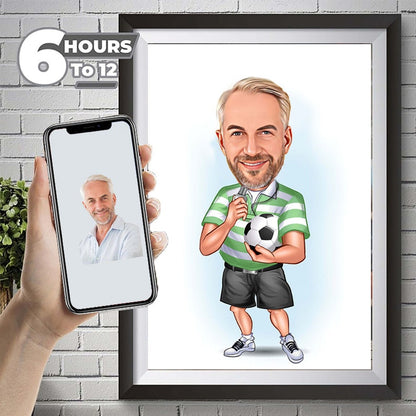 Personalized Football Coach Caricature Figurine Gift, Coach Photo Gifts, Personalized Coach Present, Football Coach Gift, Soccer Coach Gifts