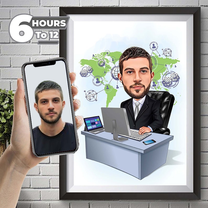 Boss Caricature from Photo, Boss Gift for Men, Boss Cartoon, Funny Boss Caricature, Boss Caricature, Gift for Boss, Boss Digital Gift