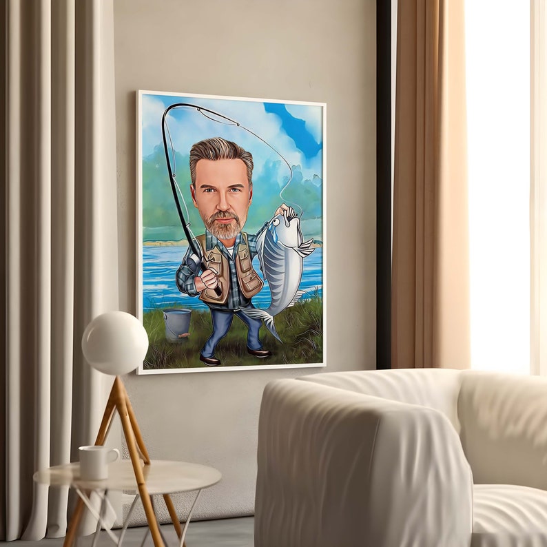 Personalized Fisherman Cartoon , Custom Catch Fisherman Figure, Fishing Personalized Gift, Best Gift for Fisherman, Fisherman's Gift