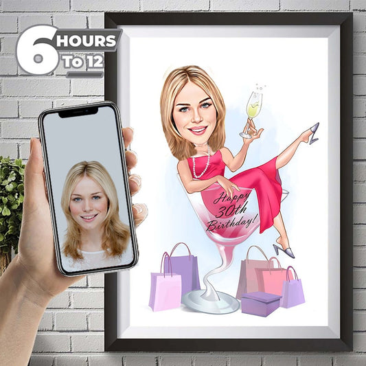 Bespoke 30th Birthday Caricature Gift Personalized Illustration Unique Milestone Celebration Fun & Memorable Keepsake can Create for any age