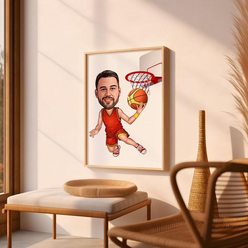 Personalized Basketball Player Caricature, Basketball Caricature, Basketball Present for Basketball Player, Basketball Caricature, Cartoon from Photo