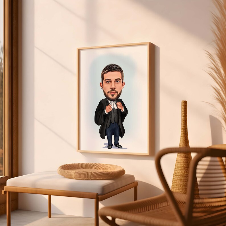 Custom Judge Caricature Portrait - From Your Photos, a Unique Gift for Judges, Hand-Drawn Cartoon Style, Digital Download
