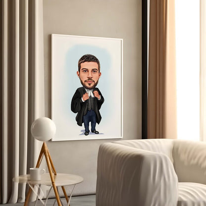 Custom Judge Caricature Portrait - From Your Photos, a Unique Gift for Judges, Hand-Drawn Cartoon Style, Digital Download