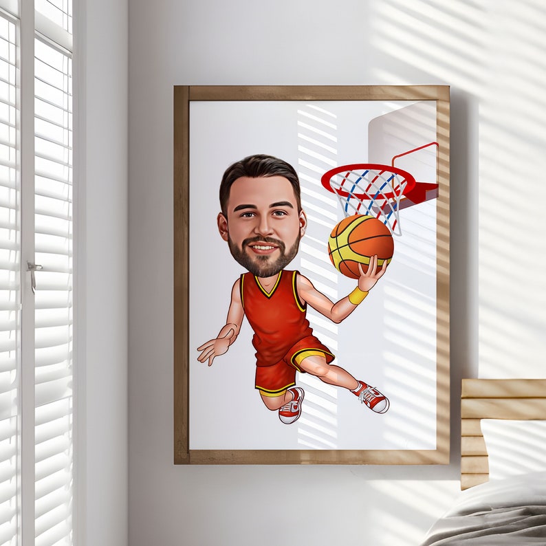Personalized Basketball Player Caricature, Basketball Caricature, Basketball Present for Basketball Player, Basketball Caricature, Cartoon from Photo