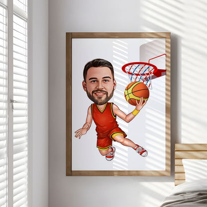Personalized Basketball Player Caricature, Basketball Caricature, Basketball Present for Basketball Player, Basketball Caricature, Cartoon from Photo