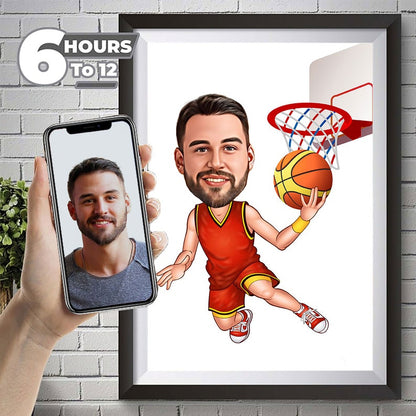 Personalized Basketball Player Caricature, Basketball Caricature, Basketball Present for Basketball Player, Basketball Caricature, Cartoon from Photo