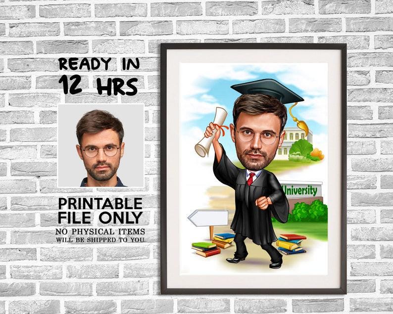 Graduation Caricature from Photo, Graduation Caricature, Digital Portrait, Graduation Gift, Graduate Drawing Art, Graduate Gift
