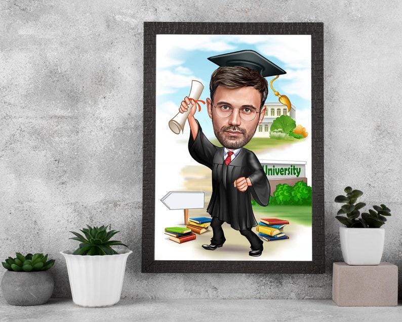 Graduation Caricature from Photo, Graduation Caricature, Digital Portrait, Graduation Gift, Graduate Drawing Art, Graduate Gift