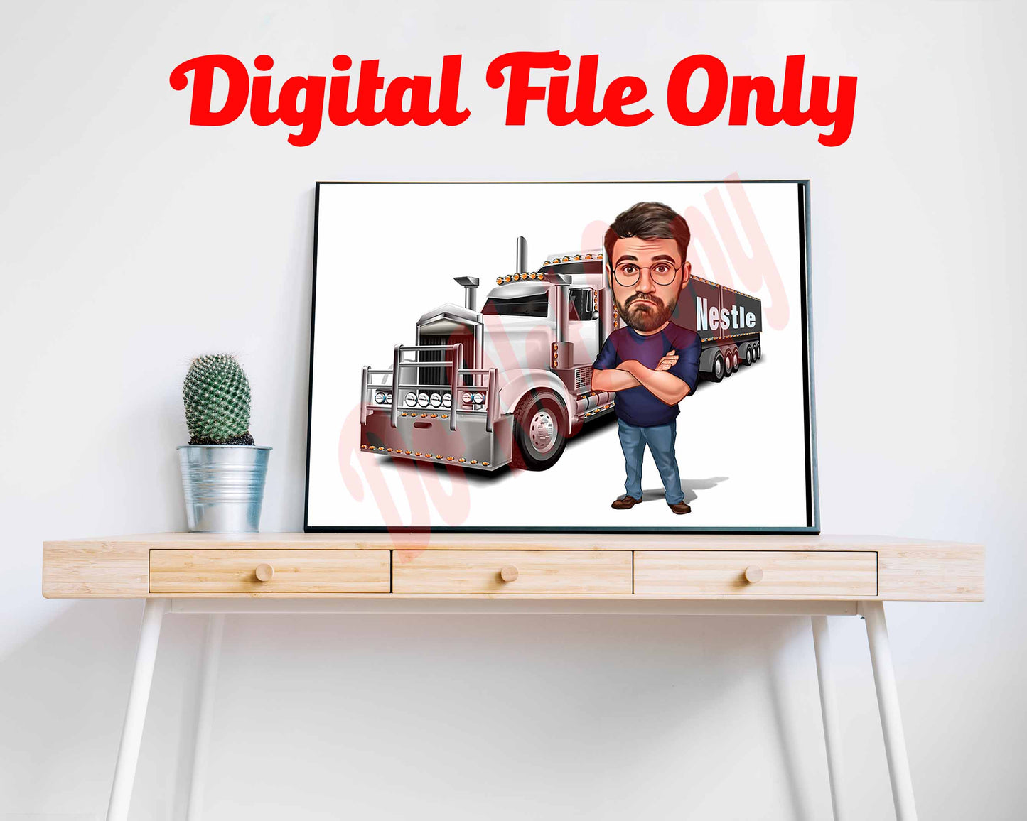 Personalized Truck Driver Caricature,Truck Driver Gift,Truck Driver, Custom Trucker Gift,Trucker Cartoon, Fun Truck Driver, Digital Download
