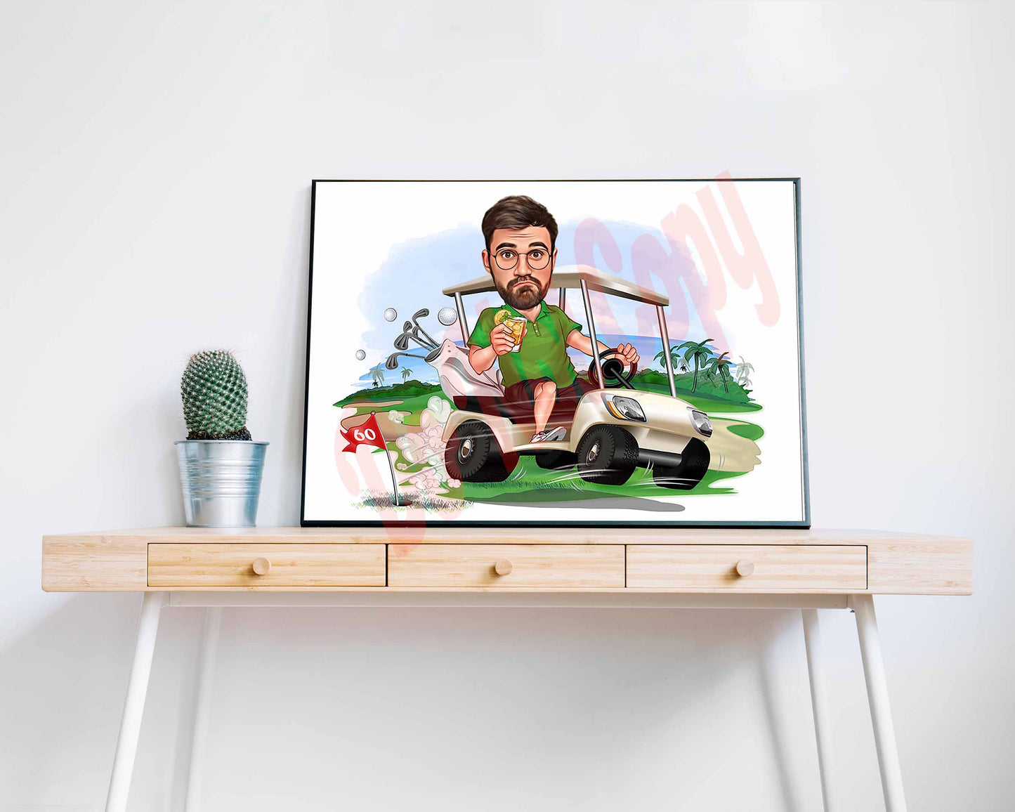 Personalized Golfer Cartoon Portrait, Male Golf Player Gifts, Golfer Caricature, Gift for Men, Golfer Gifts, Golf Player Caricature Portrait
