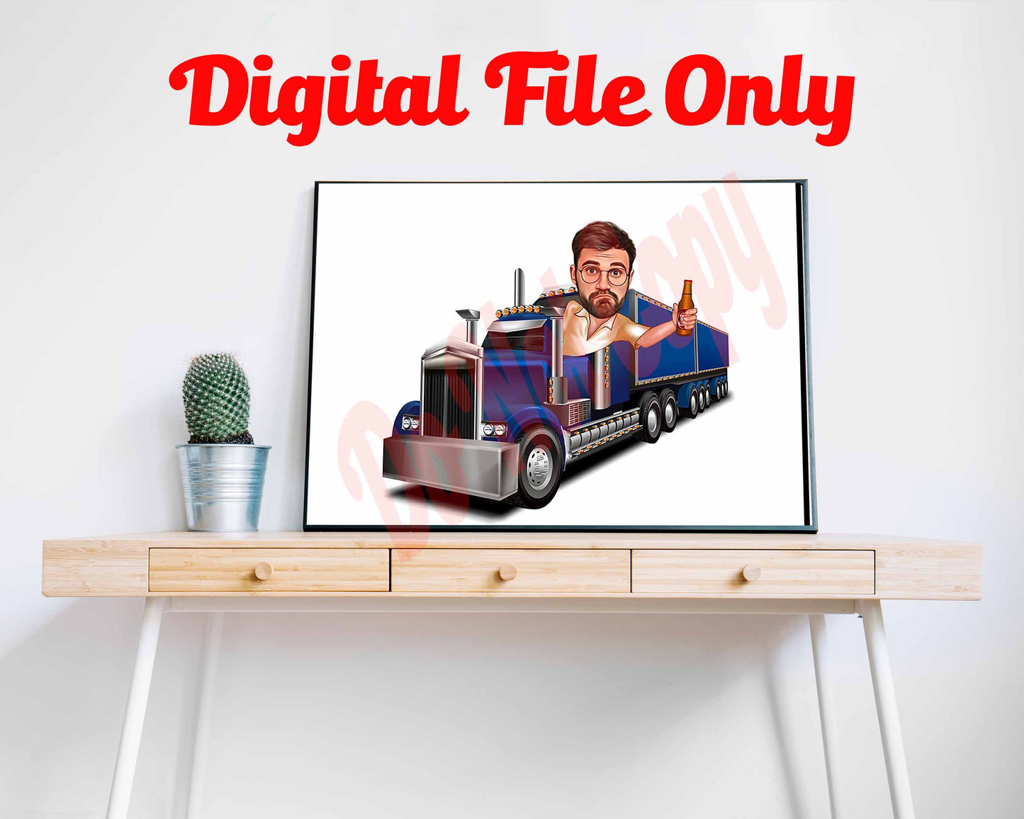 Truck Driver Gift, Personalized Truck Driver Caricature, Custom Caricature from Photo, Custom Trucker Cartoon, Trucker Cartoon Portrait