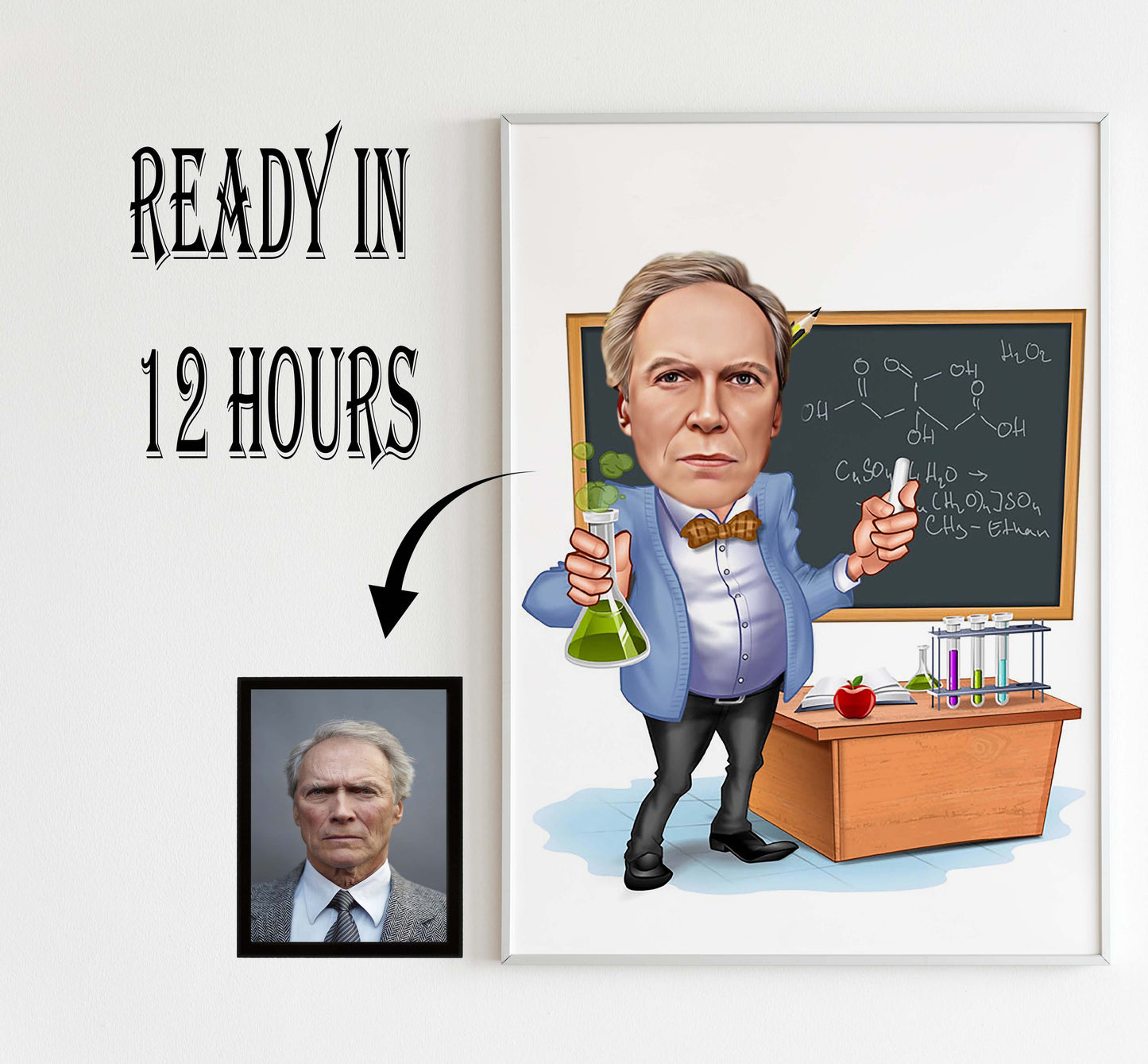 Funny Teacher Caricature, Customized Teacher Caricature Drawing from Photo, Personalized Teacher Caricature Portrait