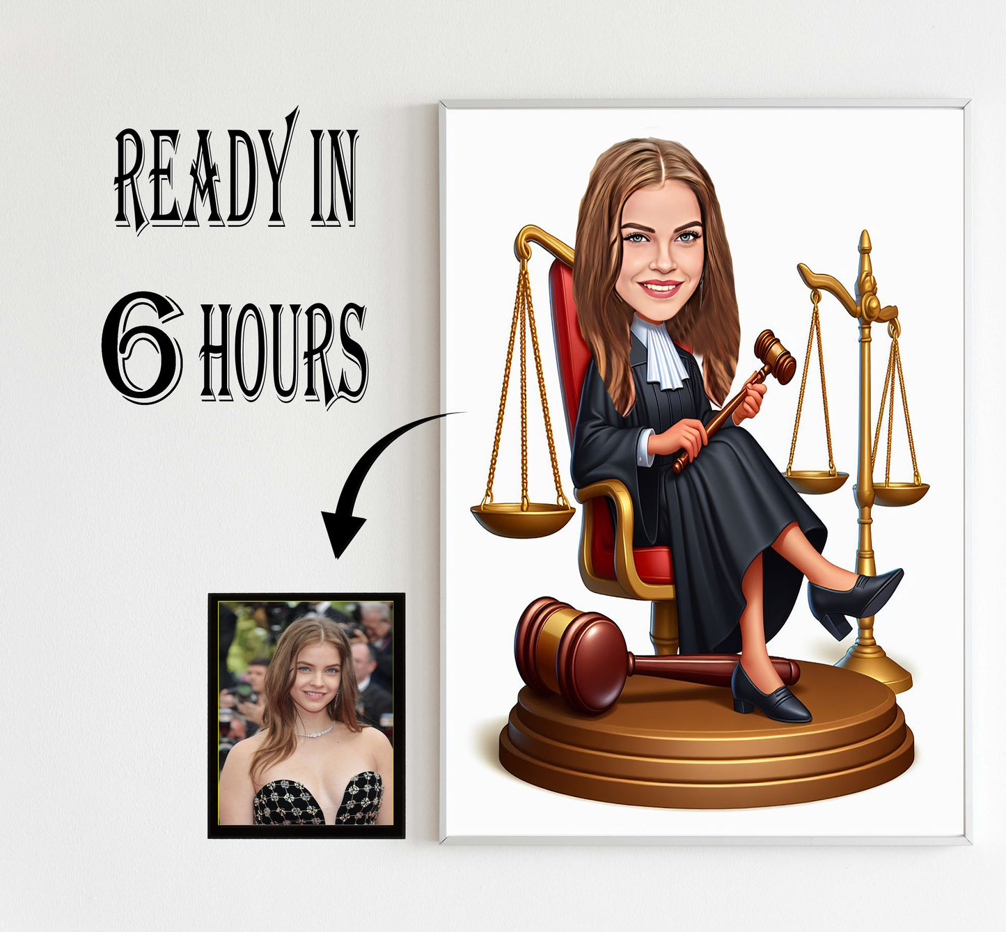 Custom Female Lawyer Cartoon Portrait, Lawyer Portrait, Lawyer Gift, Lawyer Cartoon, Custom Cartoon, Lawyer Caricature, Caricature from Photo