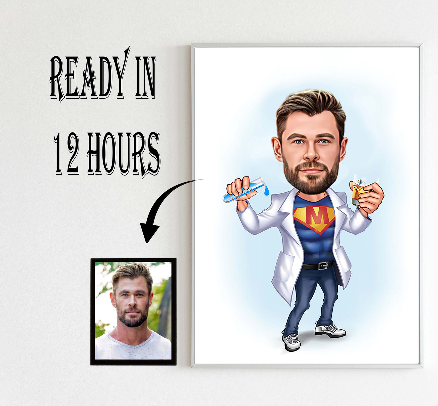 Custom Male Super Doctor Cartoon, Doctor Caricature from Photo, Fun Gift