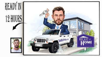 Custom Realtor Cartoon Portrait, Super Realtor Caricature, Gift for Male Realtor, Funny Realtor Caricature from Photo