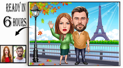 Custom Couple Cartoon Portrait, Couple Portrait, Couple Gift, Wedding Caricature, Wedding Portrait, Custom Caricature, Wedding Invitation