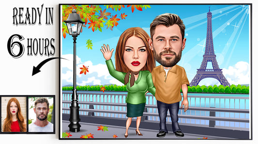 Custom Couple Cartoon Portrait, Couple Portrait, Couple Gift, Wedding Caricature, Wedding Portrait, Custom Caricature, Wedding Invitation