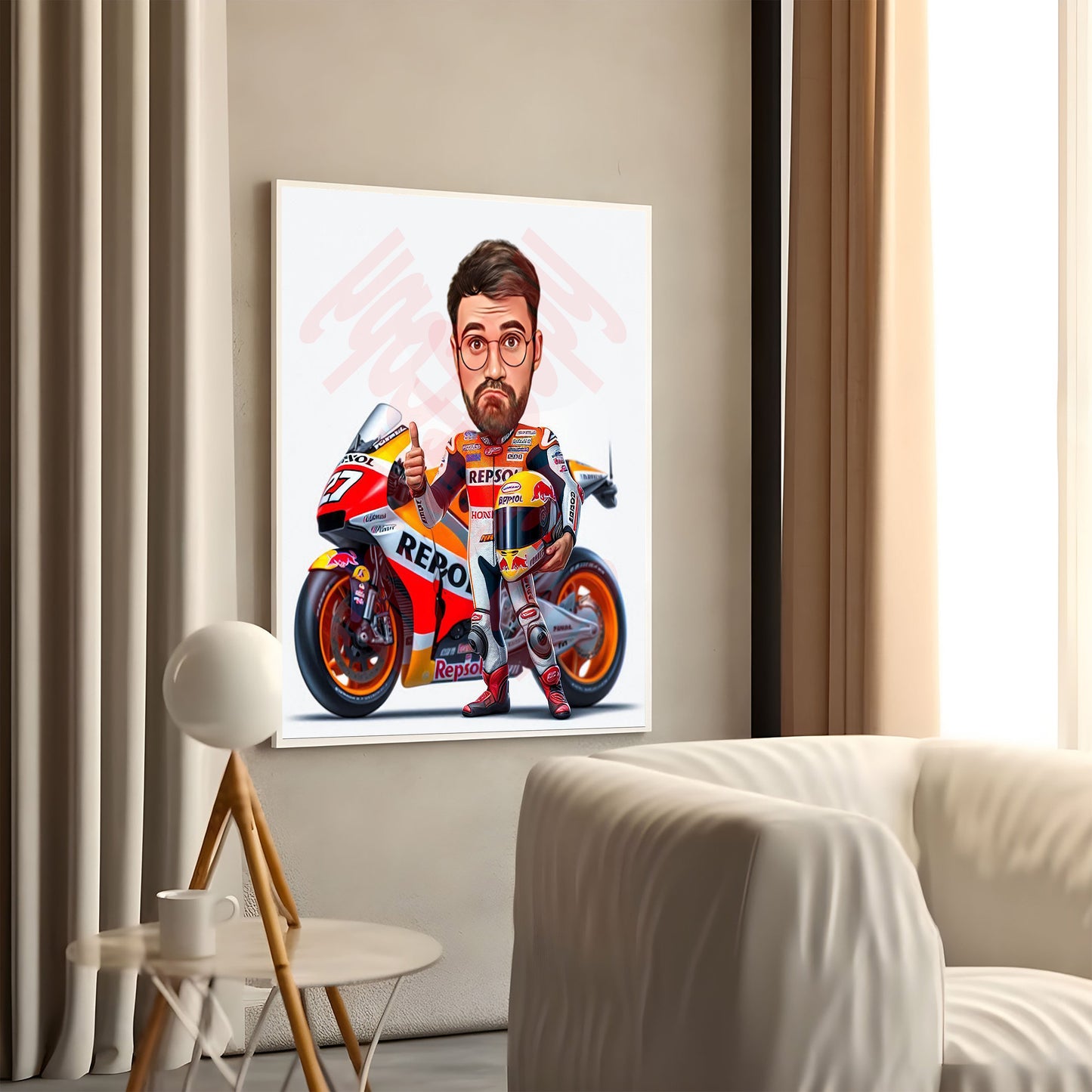 CUSTOM Biker Caricature Super dad Portrait Unique Gift For Dad FATHERS DAY Caricature Gift For Bike Lover Cartoon Drawing From Photo