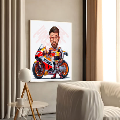 CUSTOM Biker Caricature Super dad Portrait Unique Gift For Dad FATHERS DAY Caricature Gift For Bike Lover Cartoon Drawing From Photo