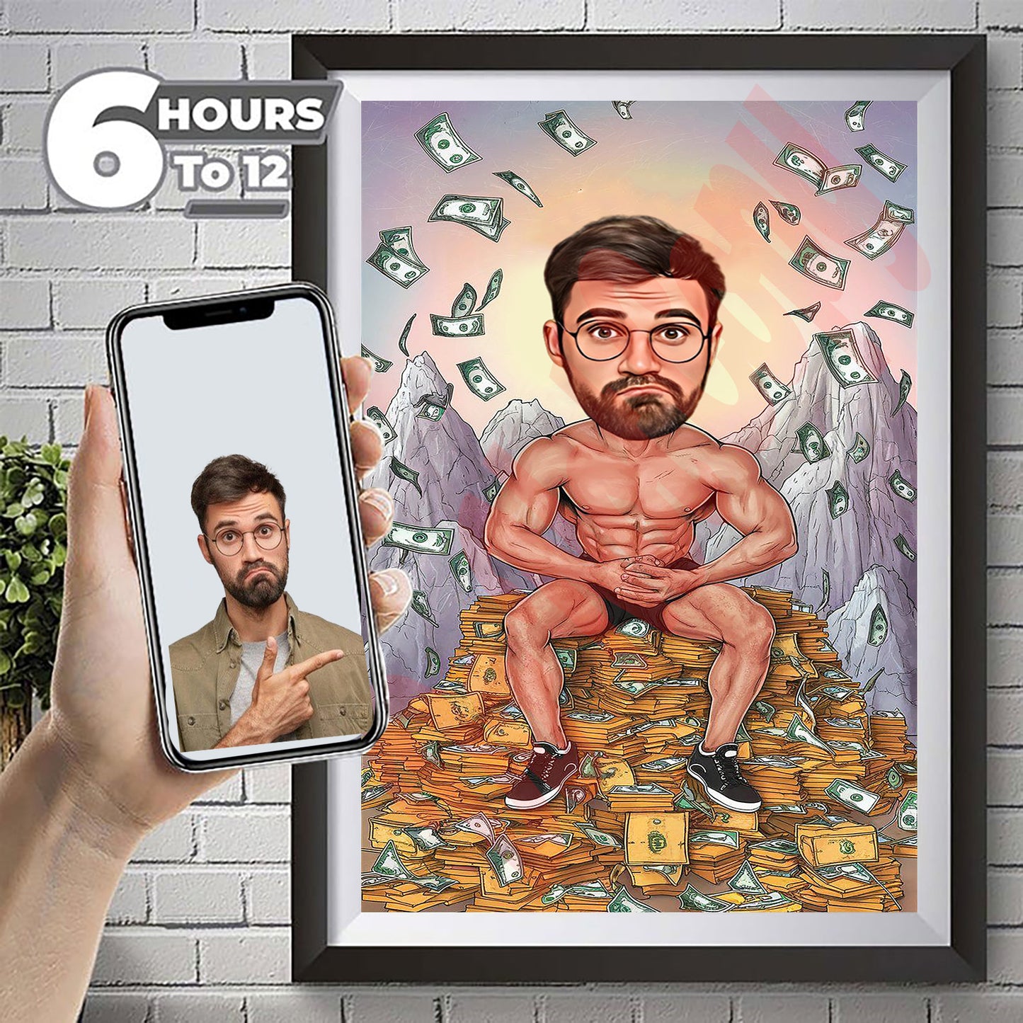 Personalized Fitness Cartoon Portrait, Custom Weightlifter Caricature Drawing from Photo, Funny Fitness Caricature, Gift for Weightlifter