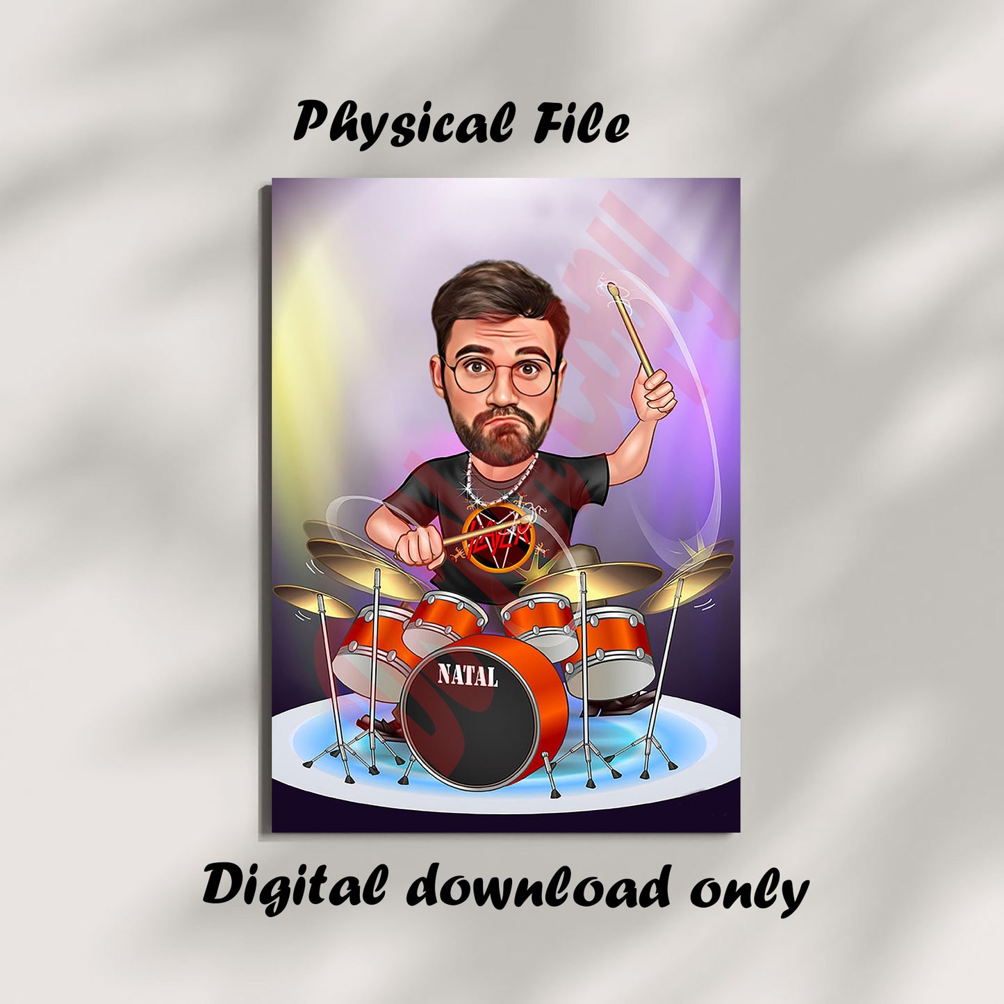 Custom Drummer Cartoon Portrait, Drummer Caricature, Drummer Gift, Drummer Cartoon, Drummer Caricature from Photo, Personalized Drummer Gift