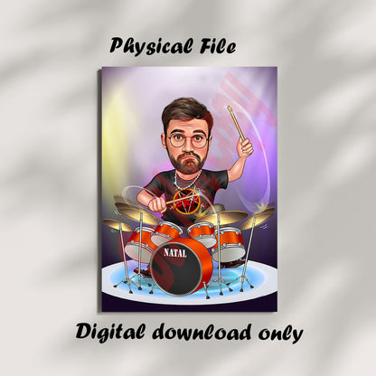 Custom Drummer Cartoon Portrait, Drummer Caricature, Drummer Gift, Drummer Cartoon, Drummer Caricature from Photo, Personalized Drummer Gift
