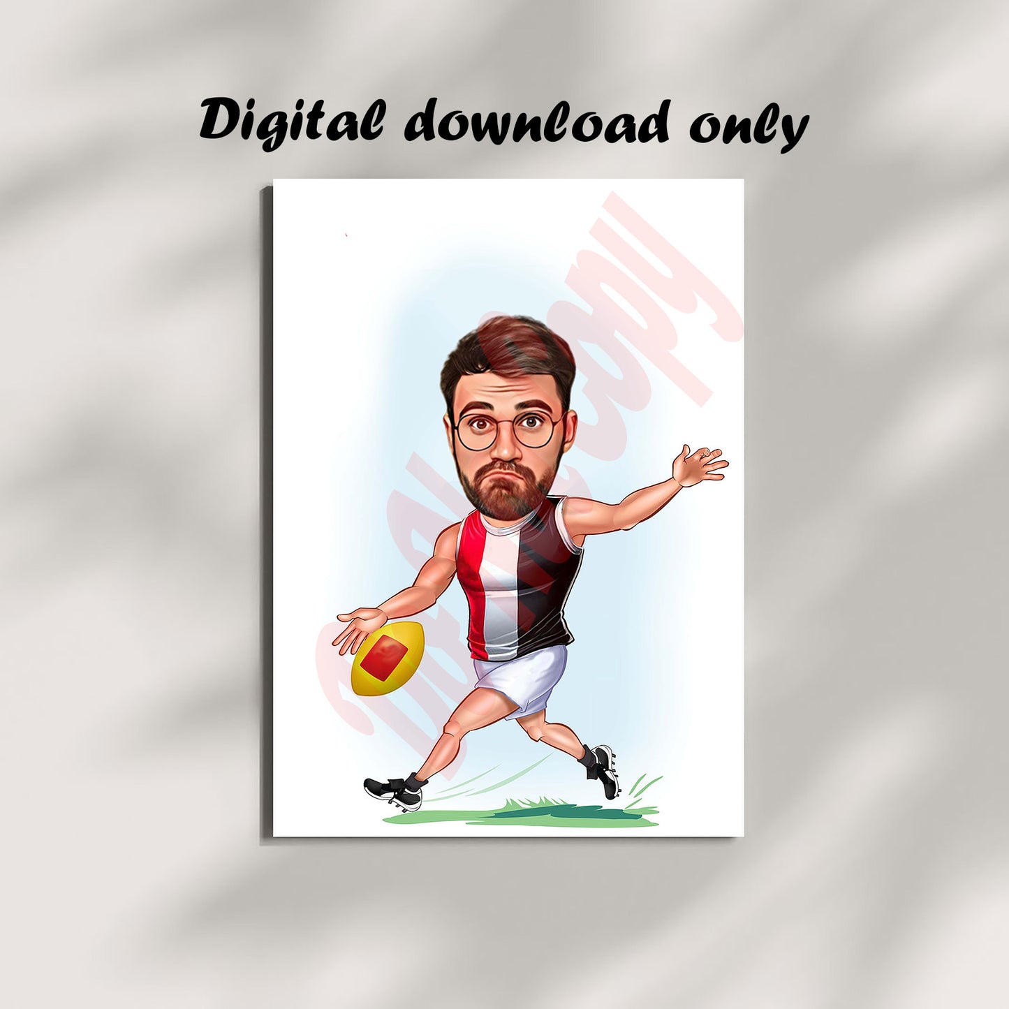Australia Football St Kilda AFL Player Gift, St Kilda Football Player Caricature Drawing From Photo, Gift For Sports Australia Football Caricature Portrait