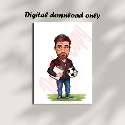 Personalized Soccer Coach Caricature, Gift for Soccer Coach, Custom Coach Cartoon Portrait, Coach Caricature, Caricature from Photo